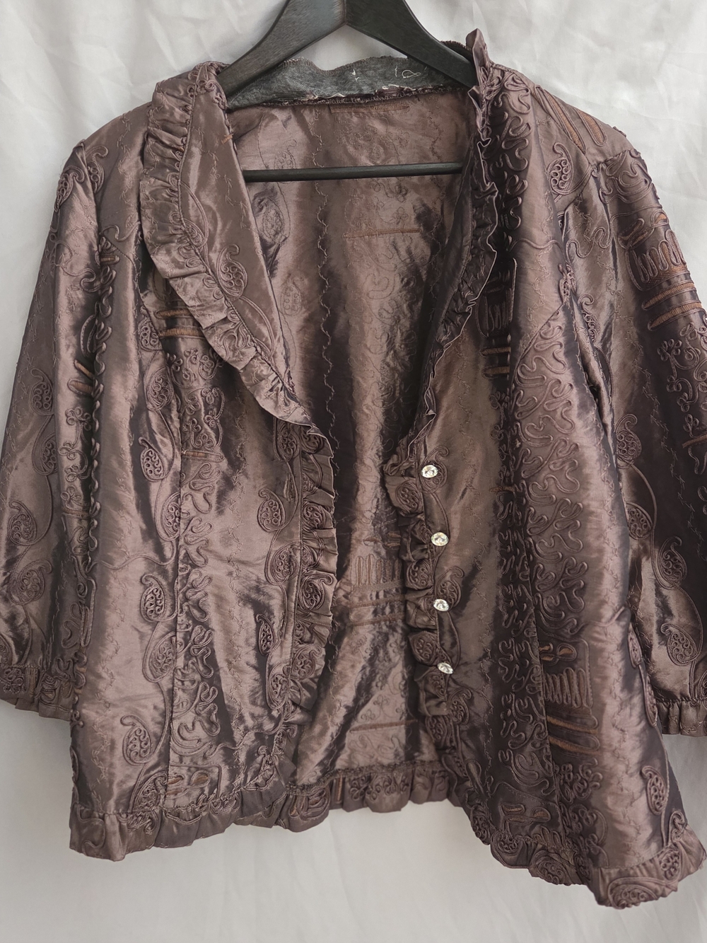 Agora Brown Embroidered Jacket